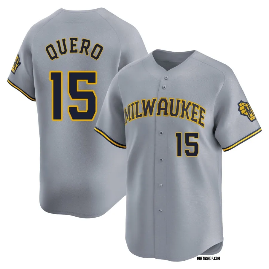 Limited Youth Jeferson Quero Milwaukee Brewers Away Jersey - Gray