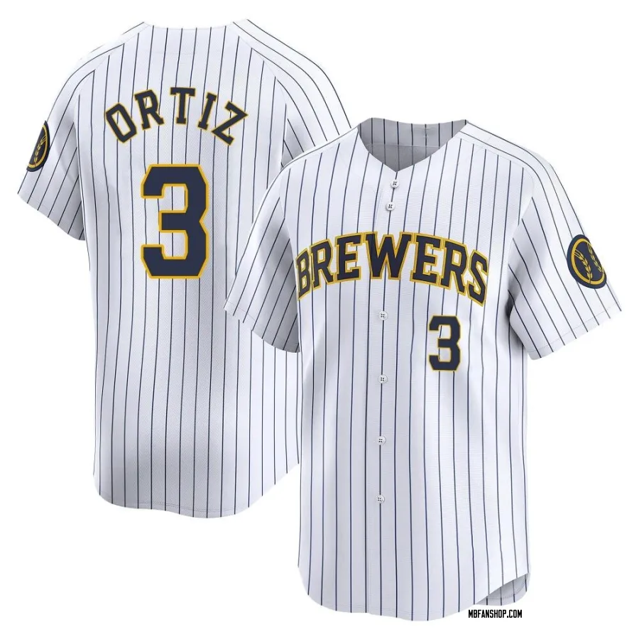Limited Youth Joey Ortiz Milwaukee Brewers Alternate Jersey - White