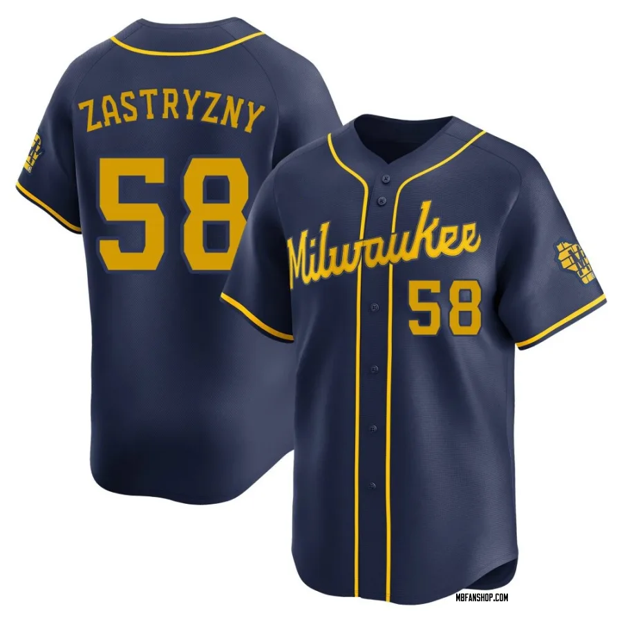 Limited Youth Rob Zastryzny Milwaukee Brewers Alternate Jersey - Navy