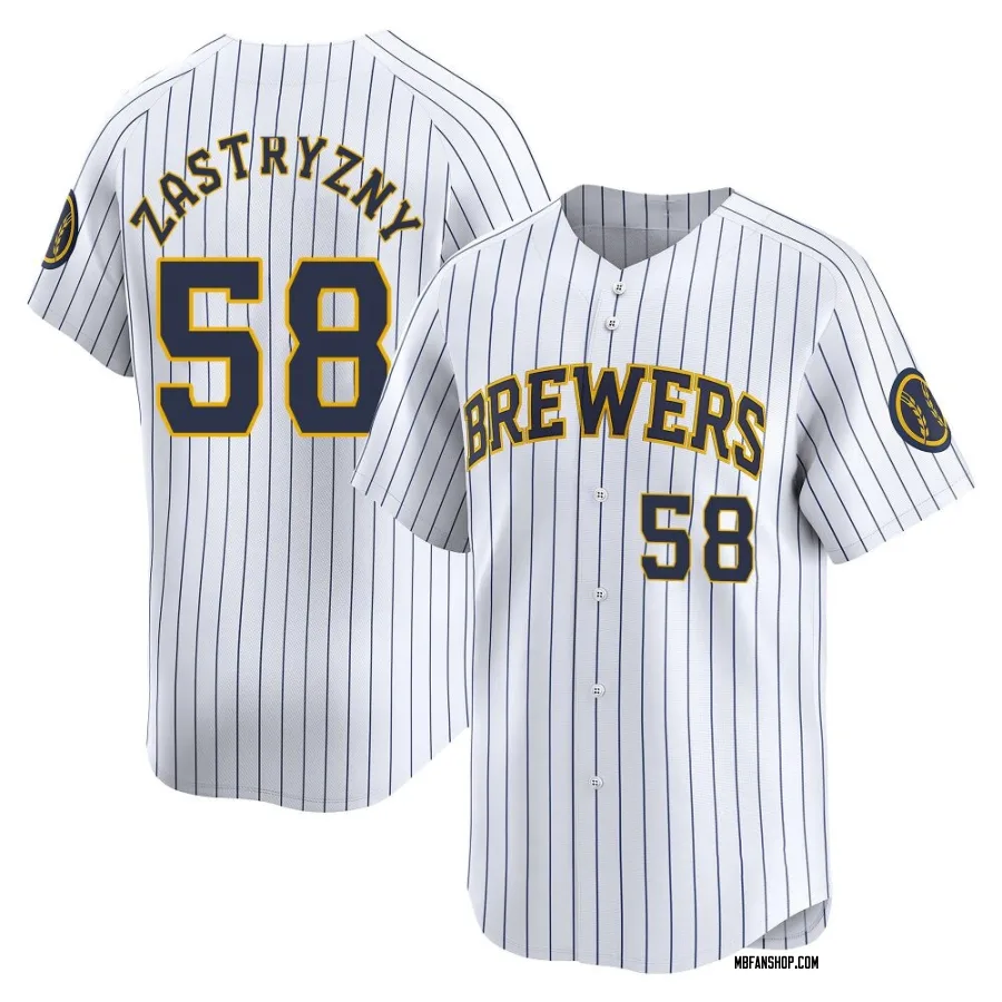 Limited Youth Rob Zastryzny Milwaukee Brewers Alternate Jersey - White