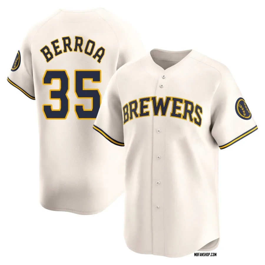 Limited Youth Steward Berroa Milwaukee Brewers Home Jersey - Cream