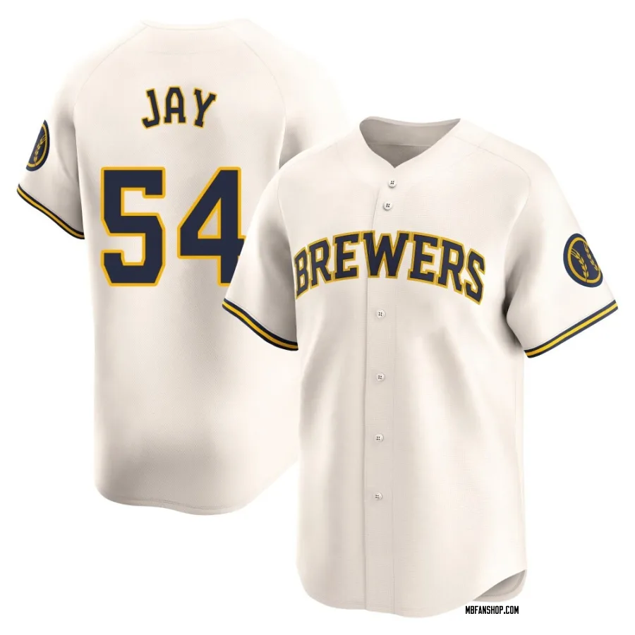 Limited Youth Tyler Jay Milwaukee Brewers Home Jersey - Cream
