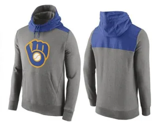 Men's Milwaukee Brewers Cooperstown Collection Hybrid Pullover Hoodie - Gray