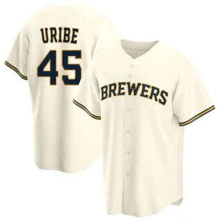 Replica Men's Abner Uribe Milwaukee Brewers Home Jersey - Cream