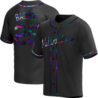 Replica Men's Akil Baddoo Milwaukee Brewers Alternate Jersey - Black Holographic
