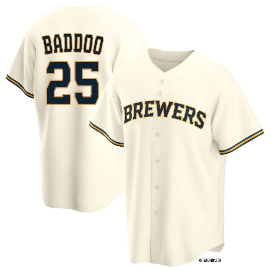 Replica Men's Akil Baddoo Milwaukee Brewers Home Jersey - Cream