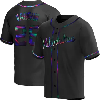 Replica Men's Andrew Vaughn Milwaukee Brewers Alternate Jersey - Black Holographic