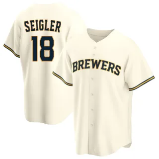 Replica Men's Anthony Seigler Milwaukee Brewers Home Jersey - Cream