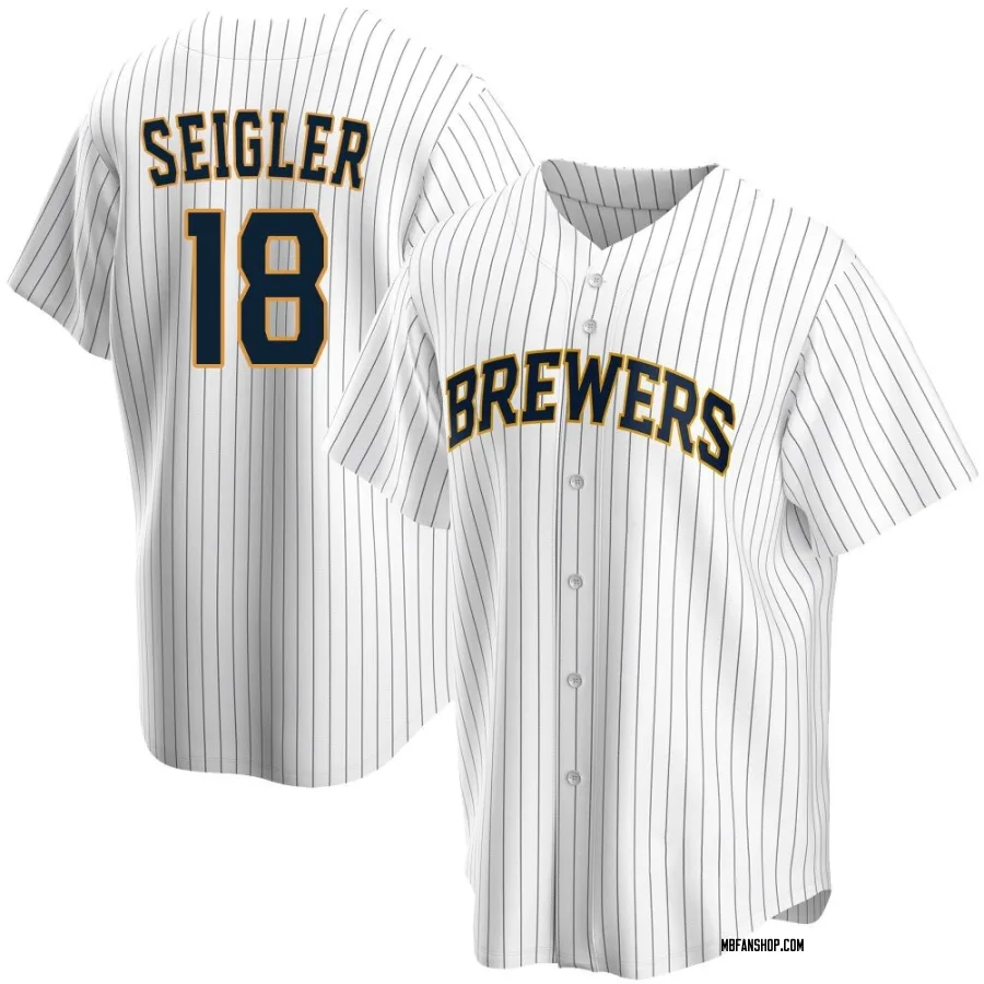 Replica Men's Anthony Seigler Milwaukee Brewers Home Jersey - White