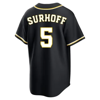 Replica Men's Bj Surhoff Milwaukee Brewers Fashion Out Jersey - Black