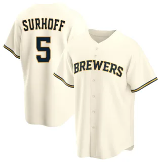 Replica Men's Bj Surhoff Milwaukee Brewers Home Jersey - Cream