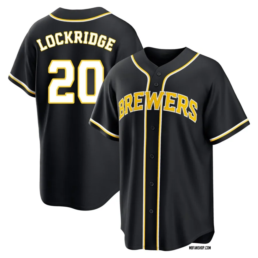 Replica Men's Brandon Lockridge Milwaukee Brewers Fashion Out Jersey - Black