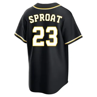 Replica Men's Brandon Sproat Milwaukee Brewers Fashion Out Jersey - Black