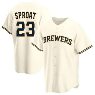 Replica Men's Brandon Sproat Milwaukee Brewers Home Jersey - Cream