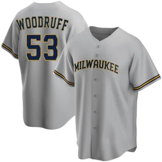 Replica Men's Brandon Woodruff Milwaukee Brewers Road Jersey - Gray