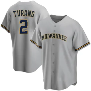 Replica Men's Brice Turang Milwaukee Brewers Road Jersey - Gray