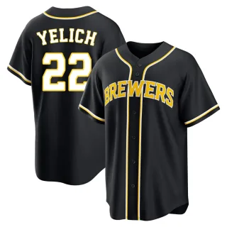 Replica Men's Christian Yelich Milwaukee Brewers Fashion Out Jersey - Black