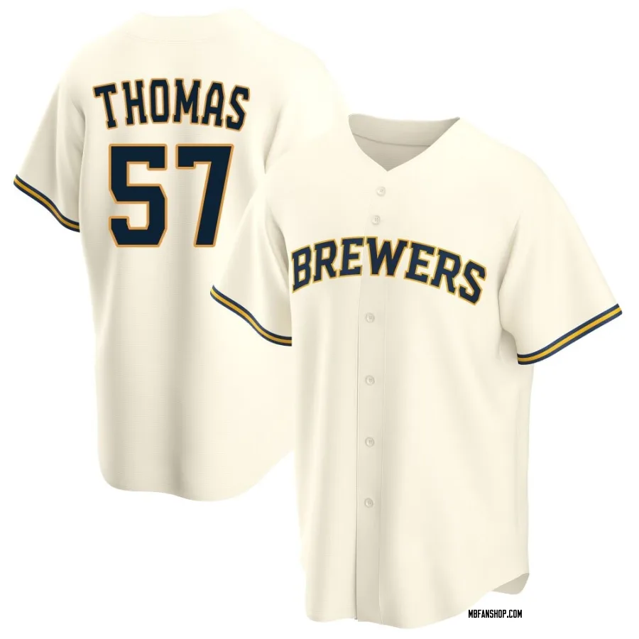 Replica Men's Connor Thomas Milwaukee Brewers Home Jersey - Cream