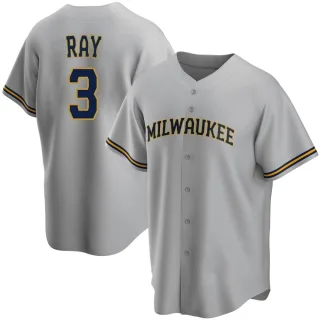 Replica Men's Corey Ray Milwaukee Brewers Road Jersey - Gray