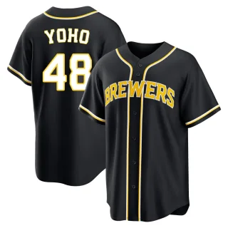 Replica Men's Craig Yoho Milwaukee Brewers Fashion Out Jersey - Black