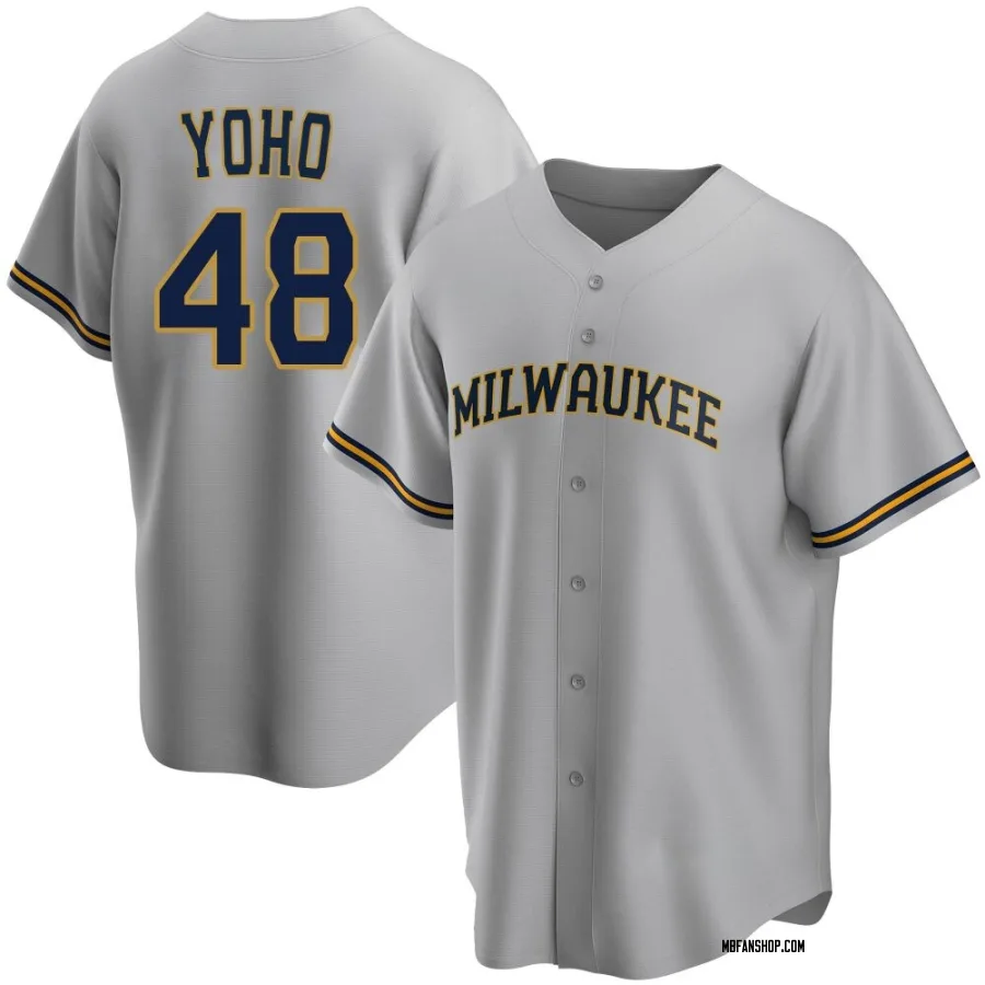 Replica Men's Craig Yoho Milwaukee Brewers Road Jersey - Gray