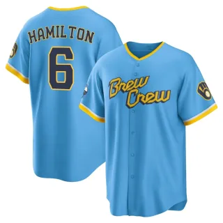 Replica Men's David Hamilton Milwaukee Brewers Powder 2022 City Connect Jersey - Blue
