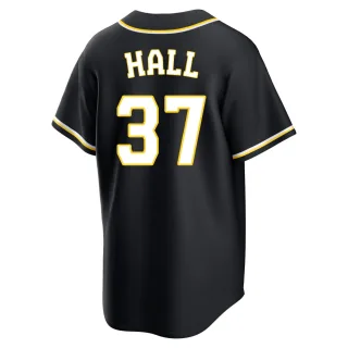 Replica Men's DL Hall Milwaukee Brewers Fashion Out Jersey - Black