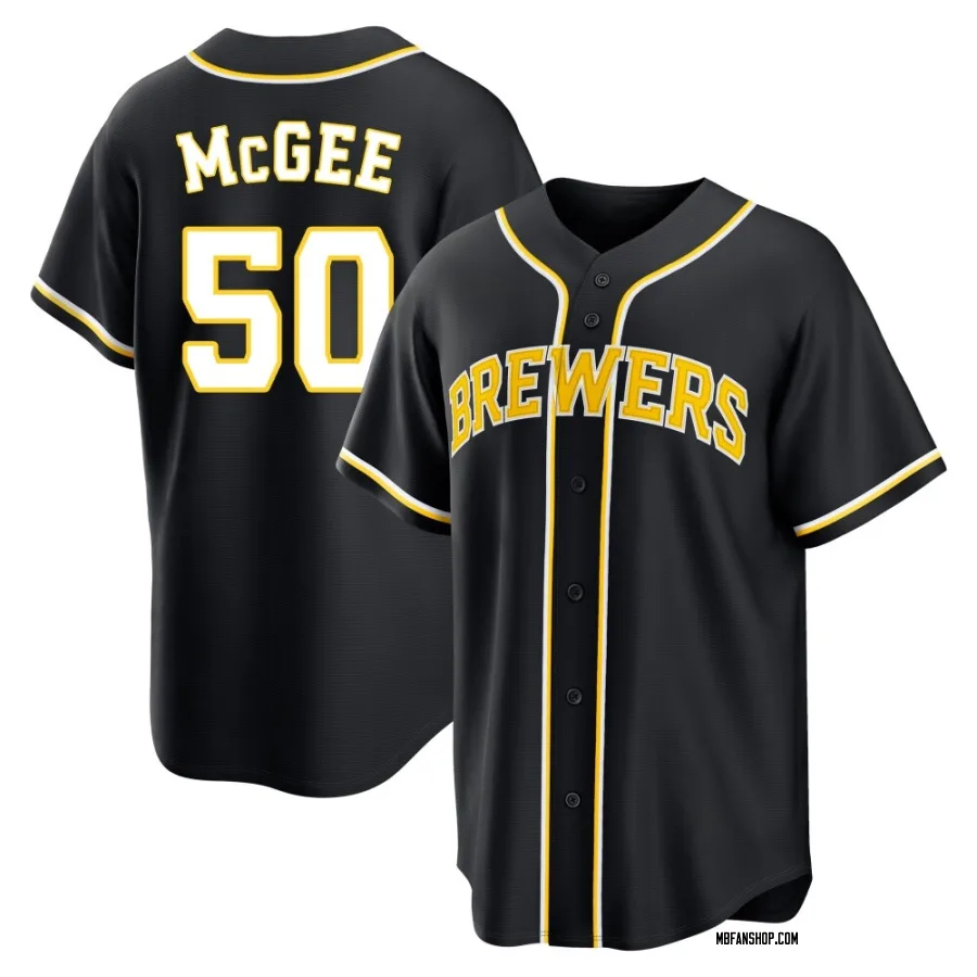 Replica Men's Easton McGee Milwaukee Brewers Fashion Out Jersey - Black