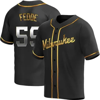 Replica Men's Erick Fedde Milwaukee Brewers Alternate Jersey - Black Golden