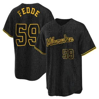 Replica Men's Erick Fedde Milwaukee Brewers Snake Skin City Jersey - Black
