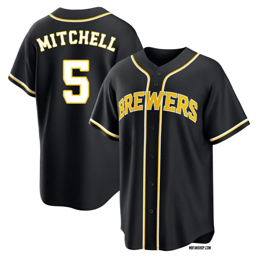 Replica Men's Garrett Mitchell Milwaukee Brewers Fashion Out Jersey - Black
