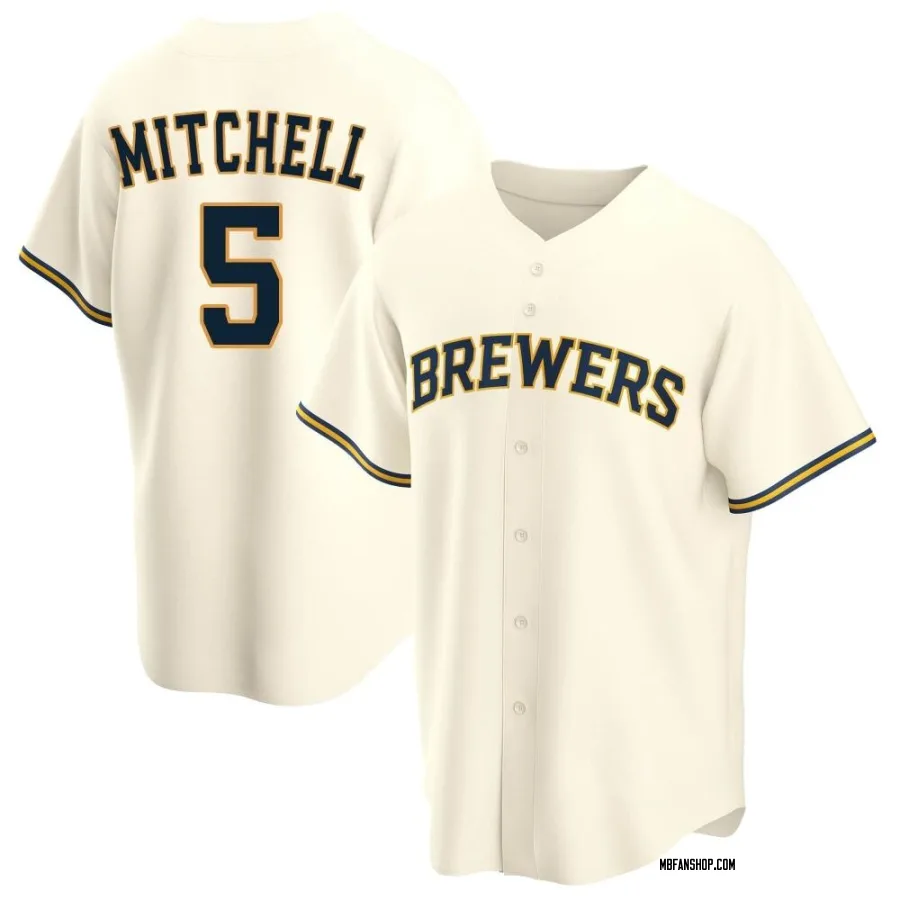 Replica Men's Garrett Mitchell Milwaukee Brewers Home Jersey - Cream