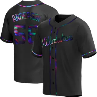 Replica Men's Grant Anderson Milwaukee Brewers Alternate Jersey - Black Holographic