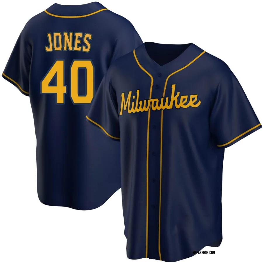 Replica Men's Greg Jones Milwaukee Brewers Alternate Jersey - Navy