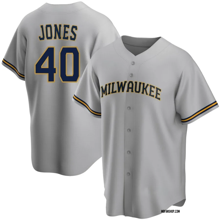 Replica Men's Greg Jones Milwaukee Brewers Road Jersey - Gray