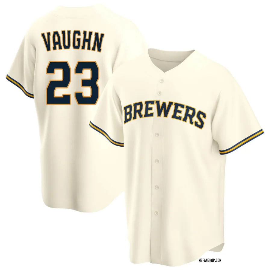 Replica Men's Greg Vaughn Milwaukee Brewers Home Jersey - Cream