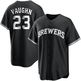Replica Men's Greg Vaughn Milwaukee Brewers Jersey - Black/White
