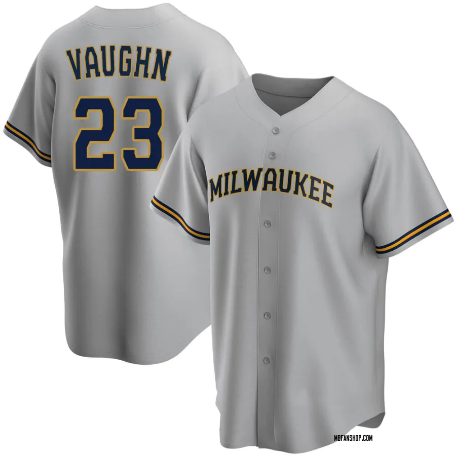 Replica Men's Greg Vaughn Milwaukee Brewers Road Jersey - Gray