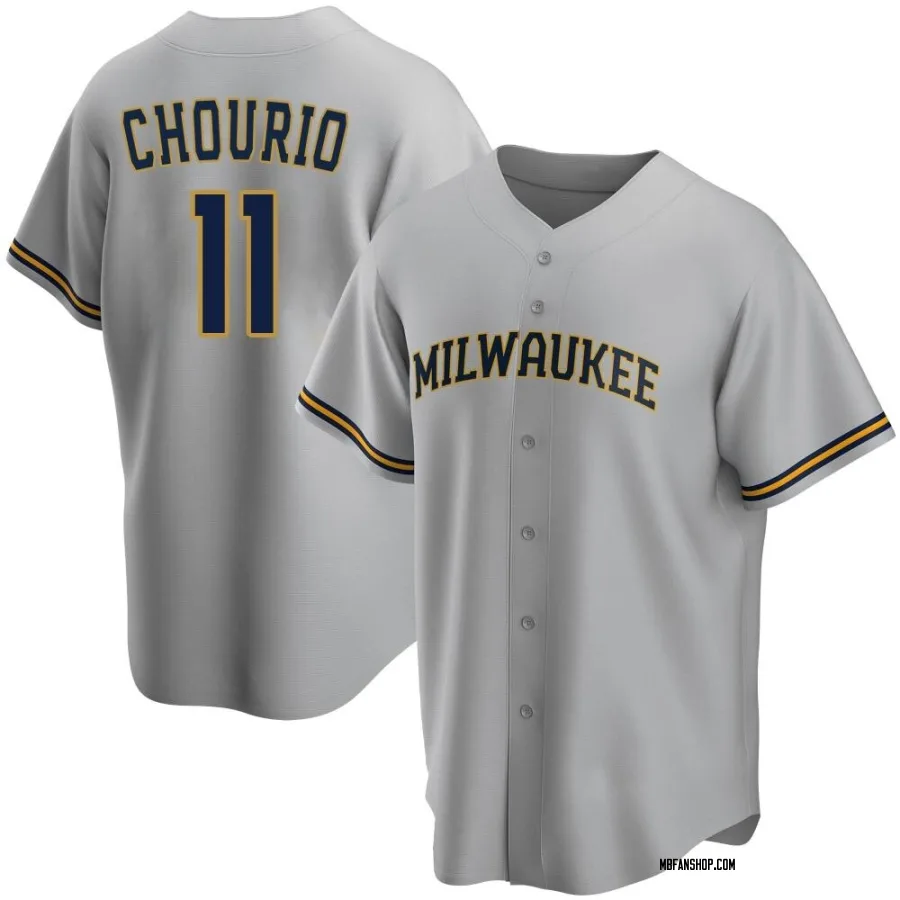 Replica Men's Jackson Chourio Milwaukee Brewers Road Jersey - Gray