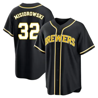 Replica Men's Jacob Misiorowski Milwaukee Brewers Fashion Out Jersey - Black