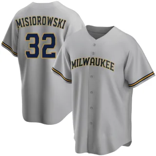 Replica Men's Jacob Misiorowski Milwaukee Brewers Road Jersey - Gray