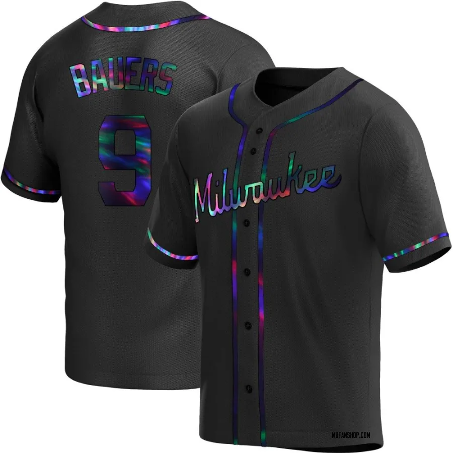 Replica Men's Jake Bauers Milwaukee Brewers Alternate Jersey - Black Holographic