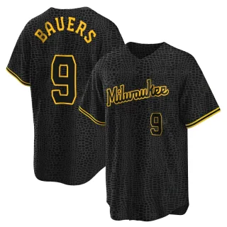 Replica Men's Jake Bauers Milwaukee Brewers Snake Skin City Jersey - Black