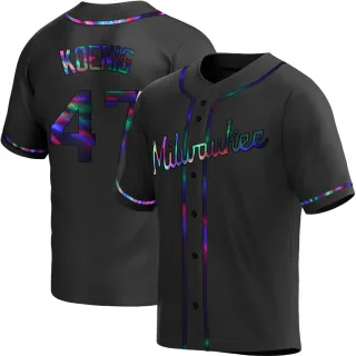 Replica Men's Jared Koenig Milwaukee Brewers Alternate Jersey - Black Holographic