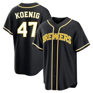 Replica Men's Jared Koenig Milwaukee Brewers Fashion Out Jersey - Black