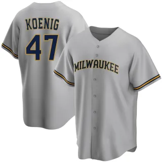 Replica Men's Jared Koenig Milwaukee Brewers Road Jersey - Gray