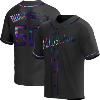 Replica Men's J.B. Bukauskas Milwaukee Brewers Alternate Jersey - Black Holographic