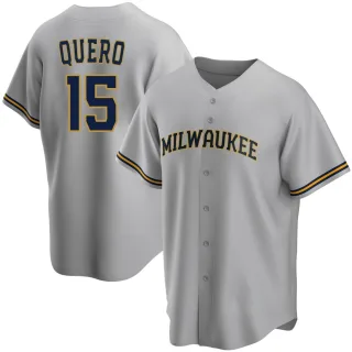Replica Men's Jeferson Quero Milwaukee Brewers Road Jersey - Gray