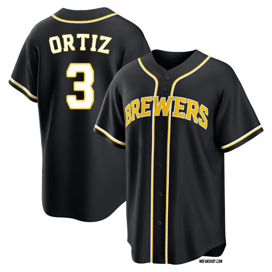 Replica Men's Joey Ortiz Milwaukee Brewers Fashion Out Jersey - Black