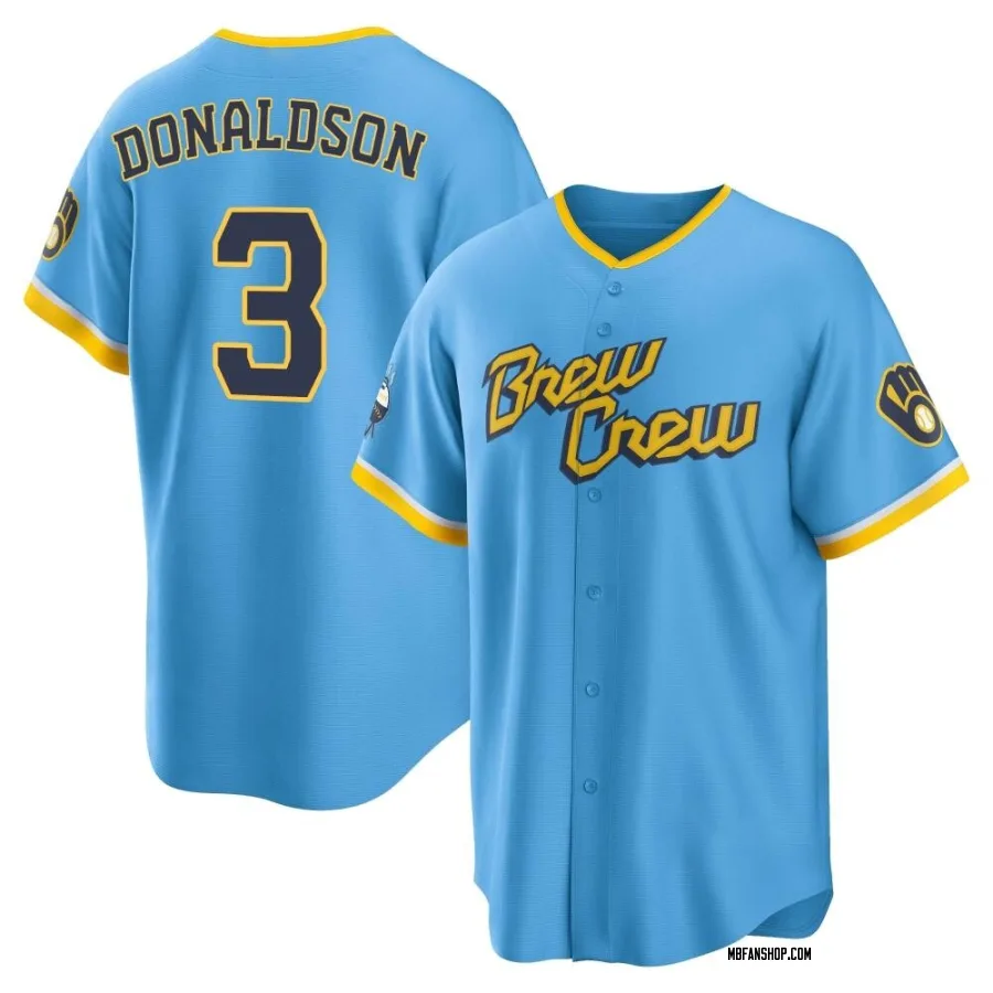 Replica Men's Josh Donaldson Milwaukee Brewers Powder 2022 City Connect Jersey - Blue